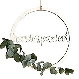 Logbuch-Verlag Türkranz hereinspaziert aus Holz mit künstlichem Eukalyptus-Zweig - Tür Kranz Türschmuck filigran 25 cm