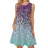 Sommerkleid für Damen, legerer Druck, Rundhalsausschnitt, ärmellos, Strandkleid, bedruckt, MI503UK80, violett, XX-Large