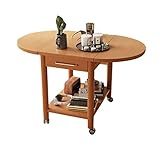 Couchtisch 2-stufiger mobiler Couchtisch aus Massivholz, Beistelltisch mit Rollen, klappbarer Esstisch, Mitteltisch mit Ablagefach und Schublade for Wohnzimmer, Esszimmer, Schlafzimmer Kaffeetisch Bei