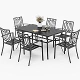 PHIVILLA Gartentisch und Stühle 6er Set Terrassentisch Stühle Metall Outdoor Bistro Gartenmöbel Sets Wetterfest (Style4), PV3260, 159×90×72cm