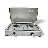 2 Flammen tragbarer Gaskocher, Gasherd, Campingkocher für LPG und Propan Gasflaschen, Gasherd, für den Innen- und Außenbereich, 2,5 kW