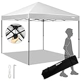 cobizi Pavillon 3x3m Faltbar Faltpavillon Wasserdicht UV Schutz 50+ Pop Up Gartenpavillon One Push Gartenzelt Outdoor Partyzelt 3 Höhen Faltzelt für Camping/Markt/Festival, Tragetasche mit Rollen,Weiß