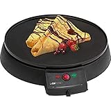 Clatronic CM 3372 Crepe-Maker, antihaft-beschichtete Platte: Ø 29 cm, Set inkl. Teigverteiler, Crepes Maschine elektrisch, auch geeignet für Tortillas, Wraps, Enchiladas, Tacos etc, 900 Watt, schwarz