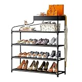 Carpe Diem Schuhregal, 4 Etagen, groß mit Aufbewahrungsbehälter, 20–24 Paar Schuhe, platzsparend, tragbar, Aufbewahrungs-Organizer, stabil, langlebig, Metallrohr, Schuhschrank, Schrank, Schlafzimmer