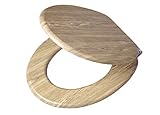 Tiger Toilettensitz Steigerhout, WC-Sitz in Natur-Holzoptik mit Absenkautomatik, Metallbefestigung,46.6 x 37.6 x 6 centimeters