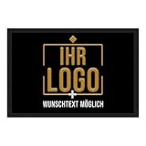 PR Print Royal Personalisierte Fußmatte mit Logo und Wunschtext - Logomatte - Schmutzfangmatte mit Logo | rutschfest, 60x40cm mit Gummirand