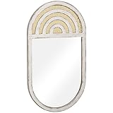 HOMCOM Wandspiegel, Wohnzimmerspiegel, 50 x 90 cm Flurspiegel mit Rattenoptik, Holzrahmen für Schlafzimmer Weiß