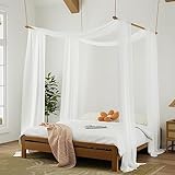 Hptmus Betthimmel – 2 Paneele, Baldachin für Bett, weiß, durchsichtig, Schal, Betthimmel, Vorhänge, Bettüberdachung, Vorhänge, luxuriös, durchscheinender Betthimmel, Schal für Erwachsene und Mädchen,