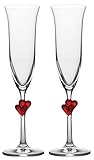 STÖLZLE LAUSITZ Champagnerglas rot L'Amour 175 ml I 2 Stück I Sektkelche spülmaschinenfest I Champagnerglas-Set 2 Stück bruchsicher I wie mundgeblasen I edle Champagnerkelche