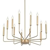 Moderne Goldene Kronleuchter, 12-Licht Industrie Metall Kronleuchter-Beleuchtung, Klassischer Kerzen Hängeanhänger Für Kücheninsel, Esszimmer, Wohnzimmer, Treppe E14 (Glühbirnen Nicht Enthalten)