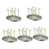 Veemoon 5 Stücke Tasse Abtropfschrank Lagerregal Metall Lagerregal Werkzeug Organizer Tablett Becherständer Aufhänger Becher Ständer Rack Tassen Halter Ständer Küchenzubehör Flaschen