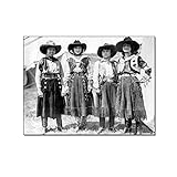 HOWDA Bilder auf Leinwand Wandbild Poster Western Cowgirl Poster Vintage Wand Bilder Schwarz-Weiß Mädchen Gruppenfoto Souvenir Geschenk Büro Farbe Leinwand Wand Bilder (30x45cm Kein Rahmen)