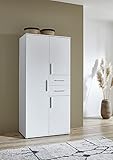 moebel-dich-auf Kleiderschrank Aliya 3-türig in weiß mit 2 Schubkästen 90 cm breit