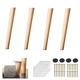 Strapazierfähige Möbelbeine Holz, schräge Kegel-Sofafüße, Ersatzfüße for Teetisch massivem Holz, Schrankfüße Buche, for TV-Schrank, Stuhl, Couch, Bett, Sessel, Ottomane, mit Anhang, 4 Stück Connection