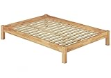 Erst-Holz® Futonbett Doppelbett Überlänge 140x220 Massivholzbett Buche Natur Rollrost 60.84-14-220