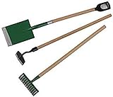 Gartenwerkzeug Spaten und Schaufel-Set, Edelstahl-Handwerkzeug, 3-teilig, Schaufel, Rechen, Holzgriff, Gartenwerkzeug-Sets, Egge, langlebig und nützlich, Blumen Pflanzen, Bonsai