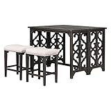 3-teilige Essgruppe, Esstisch mit 2 Stühlen Set,Holztisch Küchentisch Klein,Dining Table Sets Stüken,Retro Musziehbares Esstisch-Set aus für kleine Plätze, für Küche (Espresso)