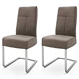 Robas Lund Esszimmerstühle 2er Set Sand, Schwingstuhl Esszimmerstuhl mit Taschenfederkern, Stuhl Talena, B/H/T: ca. 47 x 104 x 64 cm