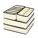 4-teiliges Set Unterwäsche BH Organizer Aufbewahrungsbox Beige Schublade Schrank Organizer Boxen für Unterwäsche Schals Socken BH