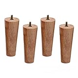 Robustes Set 4 konischen Massivholz-Möbelbeinen, Ersatz-Sofabeinen, Couchtisch-Schrankfüßen Holz, for Couchsessel, Ottomane, mit vorinstallierten 5/16-Zoll-M8-Schrauben, Eiche, Holzfarbe Connection (