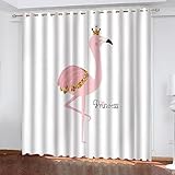 2 Stück Schlafzimmer Gardinen Lichtundurchlässig Rosa Cartoon-Flamingo Verdunkelungsvorhang Mit Ösen Für Schlafzimmer Raum Abdunkeln Fenster Vorhänge Blickdichter Vorhang