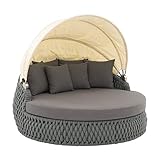 OUTLIV. Leon Loungeinsel Garten Daybed Sonnenliege Outdoor-Bank 186 x 200 x 90 cm, aus Aluminium/Geflecht/Olefin/Acryl in Grau für 2 Personen