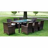 ZEYUAN 9-TLG. Garten-Essgruppe mit Auflagen, Gartenmöbel Set, Gartengarnitur, Garten Sitzgruppe, Lounge Set, Loungemöbel, Sitzecke Balkon, Poly Rattan Braun