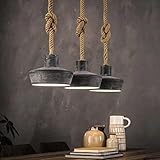 famlights Retro Deckenlampe Pierre für Esstisch, Hanf Vintage Pendelleuchte, Esszimmerlampe industrial Dimmbar Hängelampe Metall Esszimmer, Deckenleuchte Pendelleuchte Hängeleuchte rustikal E27