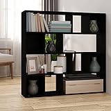 BULANED Bücherregal/Raumteiler, Regal Kinderzimmer, Bookshelf, Bücher Regal, Mehrzweckregal, Bookcase, Leiterregal, Standregal, Allzweckschrank, Schwarz 105x24x102 cm