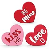 Huray Rayho Valentinstag Holz Herz Dekorationen Valentinstag Galentines Tag Tiered Tablett Dekor Holz Liebe Schilder Bauernhaus Natur Holzschild Rustikale Herz Dekoration Liebhaber Geschenkidee 3er