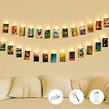 bitjam LED Fotoclips Lichterkette für Zimmer Deko, 3M 30LED Lichterkette mit 15 Klammern Fotos Lichterkette Wand Batteriebetriebene Lichterkette Bilder für Wand, Fenster,Weihnachten, Warmweiß