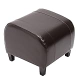 Mendler Hocker Sitzwürfel Sitzhocker Emmen, Leder + Kunstleder, 37x45x47 cm - braun