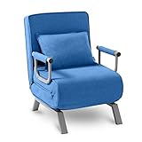 Makika Schlafsessel Schlafsofa TED 3in1 mit Armlehne - Bettfunktion - Verstellbare Rückenlehne - inkl. Kopfkissen - Bis 200kg - Klappsessel Relaxsessel Sofabett Klappbett Gästebett Wohnzimmer in Blau