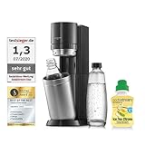 SodaStreaSodaStream Wassersprudler DUO Umsteiger ohne CO2-Zylinder, 1x 1L Glasflasche,1x 1L spülmaschinenfeste Kunststoff-Flasche und 1x SodaStream Sirup Eistee Zitrone