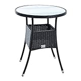 ESTEXO Polyrattan Beistelltisch Gartentisch Rattan Tisch Balkontisch Gartenmöbel Rund Kaffeetisch Teetisch Couchtisch Rattantisch (Schwarz)