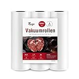 Generic Fitge Vakuumierbeutel 20 x 600 cm / 3 Rollen für alle Vakuumiergeräte, Vakuumrollen für Lebensmittel, BPA-freie Vakuumbeutel, starke & reißfeste Vakuumfolie, professionelle Folienrollen, Sous-