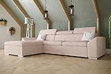 Furnitech Ecksofa CL7 mit Schlaffunktion Sofa mit Bettkasten Polsterecke Schlafsofa Sofagarnitur (Ottomane Links, CL7-G2P-MAL-RO61-1)