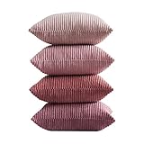 Topfinel Kissenbezug rosa 40x40 4er Set Kordsamt Kissenbezüge Kissenhülle Dekokissenbezug sofakissen dekokissen deko für Sofa Schlafzimmer Wohnzimmer Balkon Kinder flauschig Farbverlauf