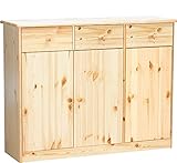 Erst-Holz® 90.50-25 Highboard Kommode Anrichte Kiefer Sideboard Natur 3 Schubladen, 3 Türen
