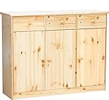 Erst-Holz® 90.50-25 Highboard Kommode Anrichte Kiefer Sideboard Natur 3 Schubladen, 3 Türen