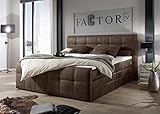 Designer Boxspringbett Boxspringbett Toskana 180x200 cm mit Bettkasten | Braun| Schwarz | Härtegrad H4 bis 120 KG | 7-Zonen-Tonnentaschenfederkern Deluxe Matratzen | Komfort Topper 4 cm (Braun)