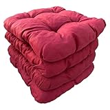 Highliving 4er Set Sitzkissen 38x38 cm Sitzpolster Stuhlkissen Outdoor & Indoor Kissen Weiche Kissen für Gartenstühle, Kissen mit 8cm Schaumstoff Polsterung - Hergestellt in Polen (Rot)