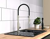 Schütte 23138 Design Spültischarmatur Soft Touch edelstahloptik-rot, Chrom/Schwarz