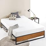ZINUS Suzanne 36 cm Plattformbettrahmen aus Metall und Holz | Holzlattenrost | Einfache Montage | 140 x 200 cm | Kastanienbraun