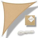 hanSe Sonnensegel dreieckig, Segeltuch Dreieck, 5x5x5 m in Sand, aus HDPE Gewebe, wetterbeständig mit UV Schutz und Sonnenschutz für Garten, Balkon und Terrasse