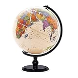 POCHY hübsch Globen 12,5 Zoll große Weltkugel, Retro-Geografischer Globus, Stabiler schwarzer Sockel, pädagogischer Globus für die Heimdekoration praktischMode
