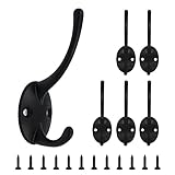 YOFASEN Kleiderhaken Vintage Einzelhaken mit Schrauben Schwarz - Garderobenhaken zum Schrauben Wandhaken Kleiderhaken für Badezimmer Schlafzimmer Garten Garderobe Schrank Küche