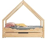 Hausbett mit Schublade für Kinder, Montessori-Hausbett, solides handgefertigtes Bett für Kleinkinder, Kinderbett, Bettrahmen, Cottage-Bett, Kleinkinderbett (80x160) (100x200)