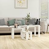 MOONAIRY Satztische 3-TLG Couchtisch, Konsolentische Fürs Wohnzimmer, Wohnzimmertisch, Living Room Table, Nachttisch, Beistelltisch, Hochglanz-Weiß Spanplatte