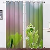 Vorhänge GrüNes Unkraut Vorhang Blickdicht VerdunklungsvorhäNge mit öSen, Gardinen Wohnzimmer Schlafzimmer Modern Bedruckt Curtains H 260 X B 140cm 2er Set